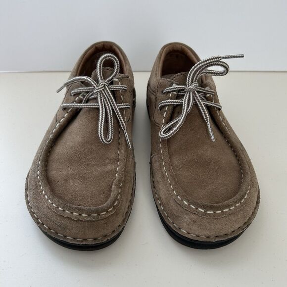 Birkenstock Womens Pasadena Lace Up Shoes Sz EU 38 US 7-7.5 Tan Suede Moccasins - Picture 3 of 12